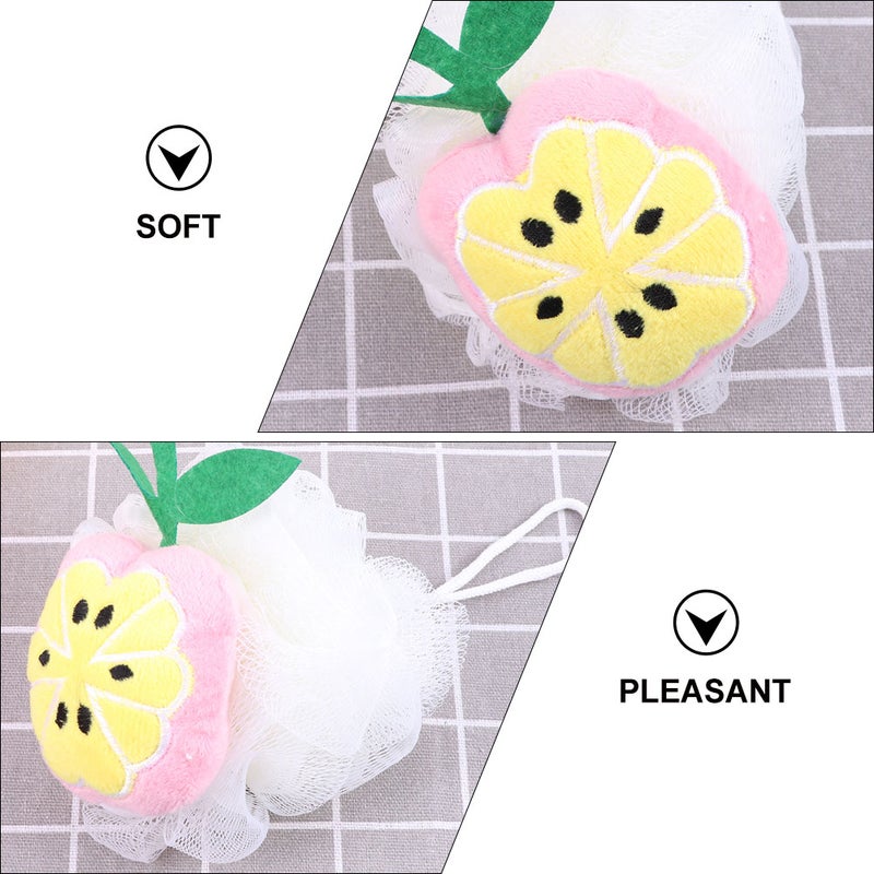 6PCS Fruit Shaped Soft Bath Ball Cartoon Sponge Shower Mesh Ball for Women Men Kids Peach Pineapple Watermelon Apple Mango Strawberry - Image 4