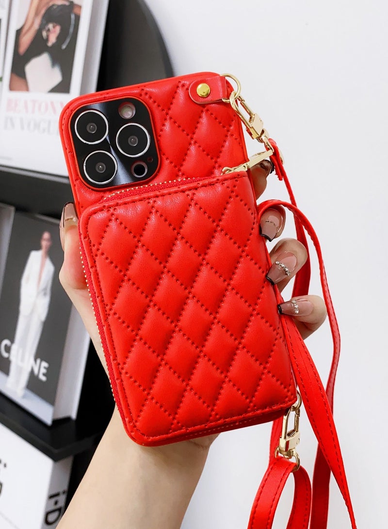 Suteni Crossbody Strap Back Cover Card Slots Leather Phone Case for iPhone