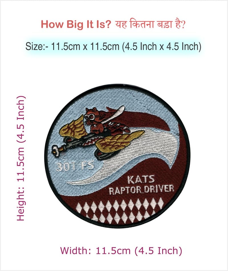 Generic Cats Raptor Driver Applique Flag Embroidered Sew-on Patch ; Size: 11.5cm x 11.5cm for Jackets, Caps, T-Shirts, Bags, Jeans, Pants, Outdoor Clothing ; Imported from Malaysia (1 Piece). (Code: M-75) - Image 2