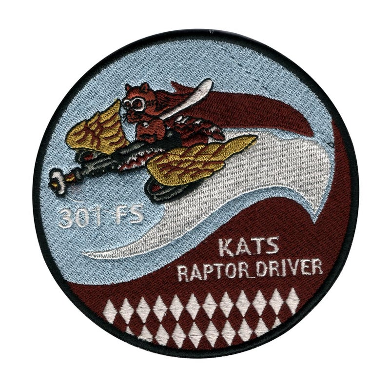 Generic Cats Raptor Driver Applique Flag Embroidered Sew-on Patch ; Size: 11.5cm x 11.5cm for Jackets, Caps, T-Shirts, Bags, Jeans, Pants, Outdoor Clothing ; Imported from Malaysia (1 Piece). (Code: M-75) - Image 1