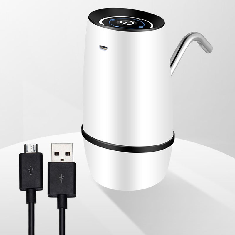 🏠 مضخة مياه قابلة للشحن USB ببرميل موزع مياه للمنزل باللون الأبيض - Image 2