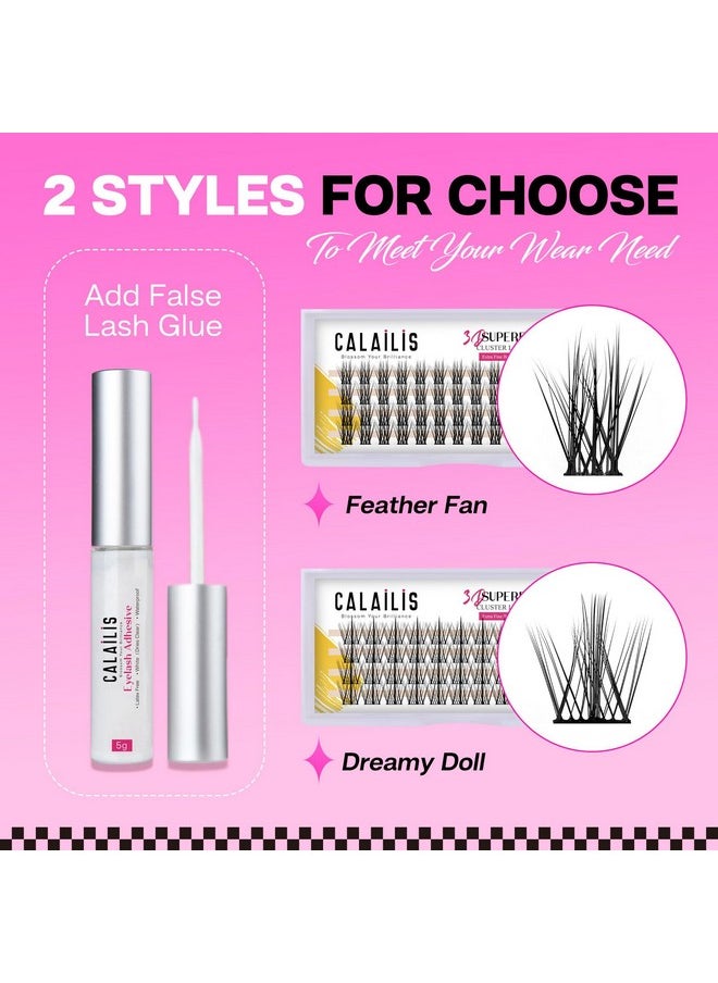 Calailis - CALAILIS Individual Lashes, DIY Eyelash Extensions, Super Thin Glue-based Band, Natural Look Reusable,11/13/13/15mm, Lasting for 48 Hours Individual DIY Eyelashes(LR01) - Image 1