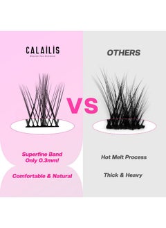 Calailis CALAILIS Individual Lashes, DIY Eyelash Extensions, Super Thin Glue-based Band, Natural Look Reusable,11/13/13/15mm, Lasting for 48 Hours Individual DIY Eyelashes(LR01)  - Image 2