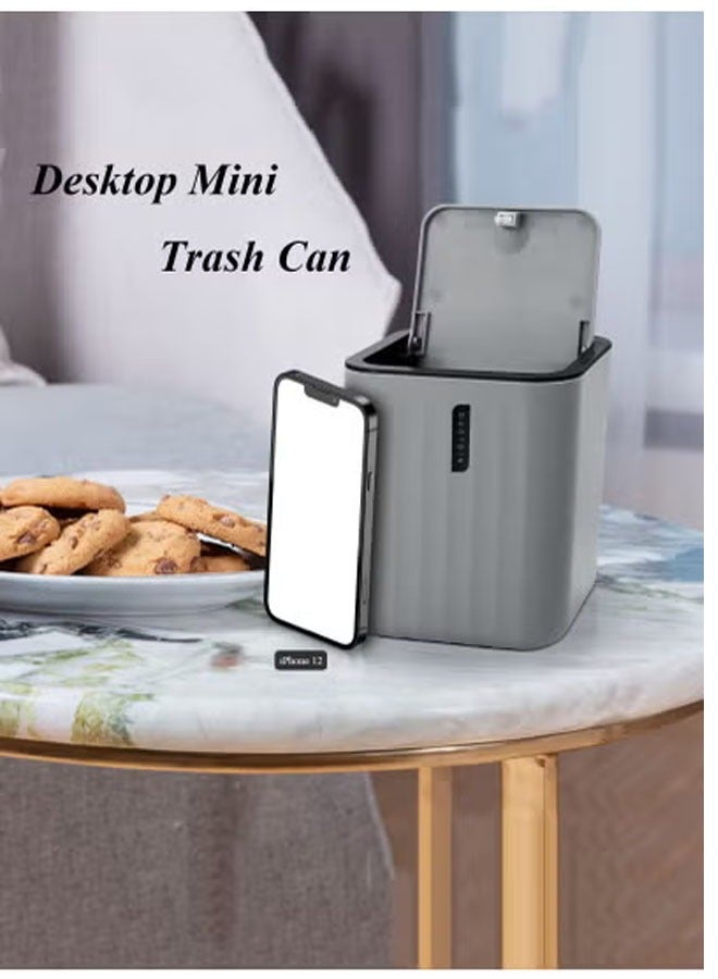 Bukela Bathroom Accessory Set, 4-Piece Bathroom Decor Set,Soap Dish,Soap Dispenser,Toothbrush Cup,Mini Trash Can with Lid,Bathroom Accessories Set Complete with Small Desktop Trash Can(Grey) - Image 4