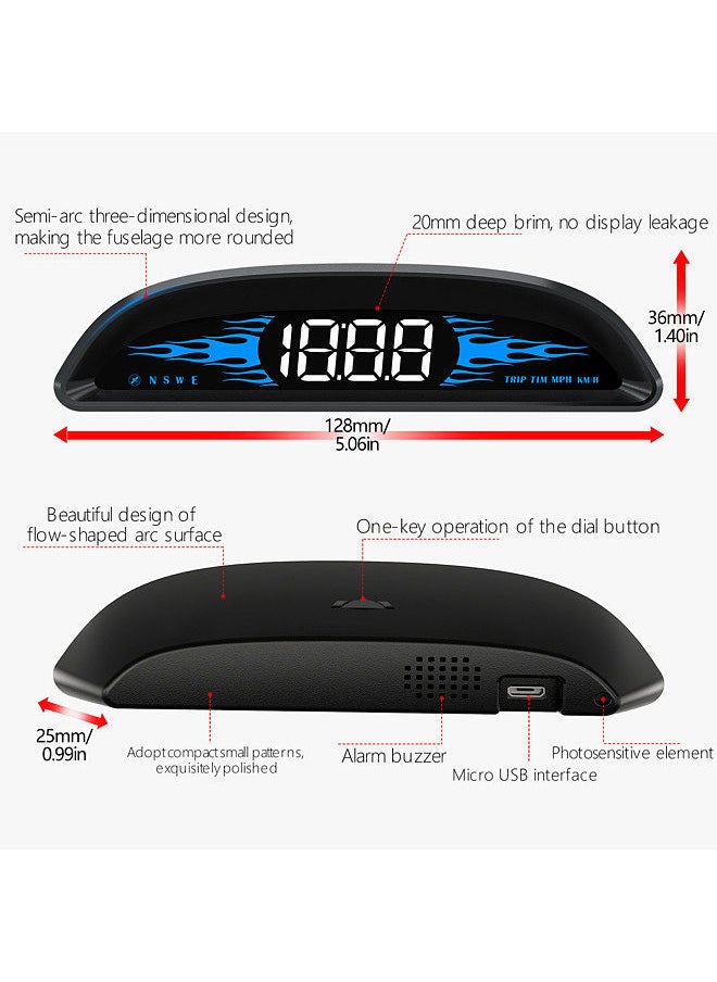 Generic - Car HUD Head-up Display Digital GPS Navigation Speedometer GPS Dual System Display Screen with Speed/Time/Direction/Mileage - Image 1