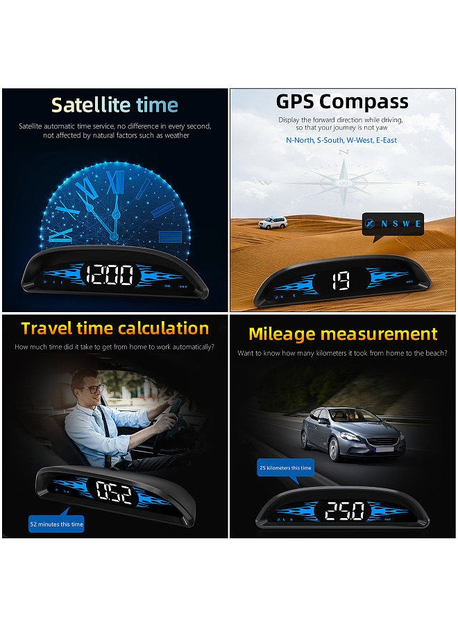 Generic - Car HUD Head-up Display Digital GPS Navigation Speedometer GPS Dual System Display Screen with Speed/Time/Direction/Mileage - Image 1