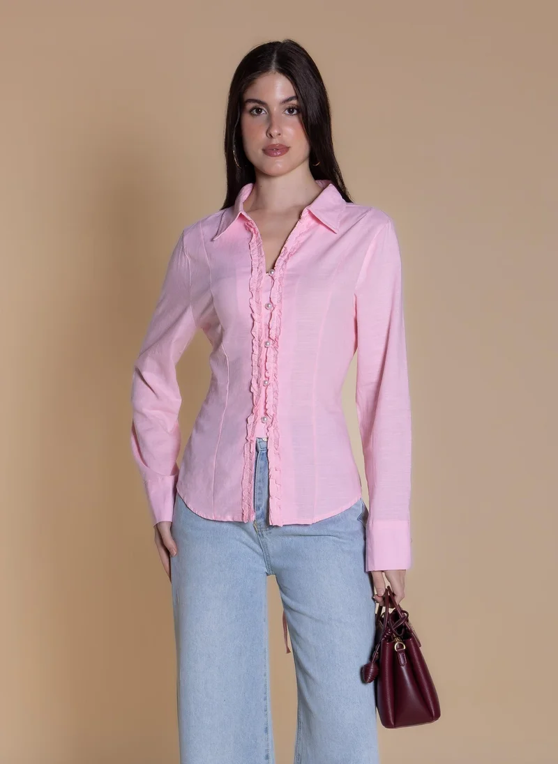 شايبس RUFFLED LINEN BLOUSE
