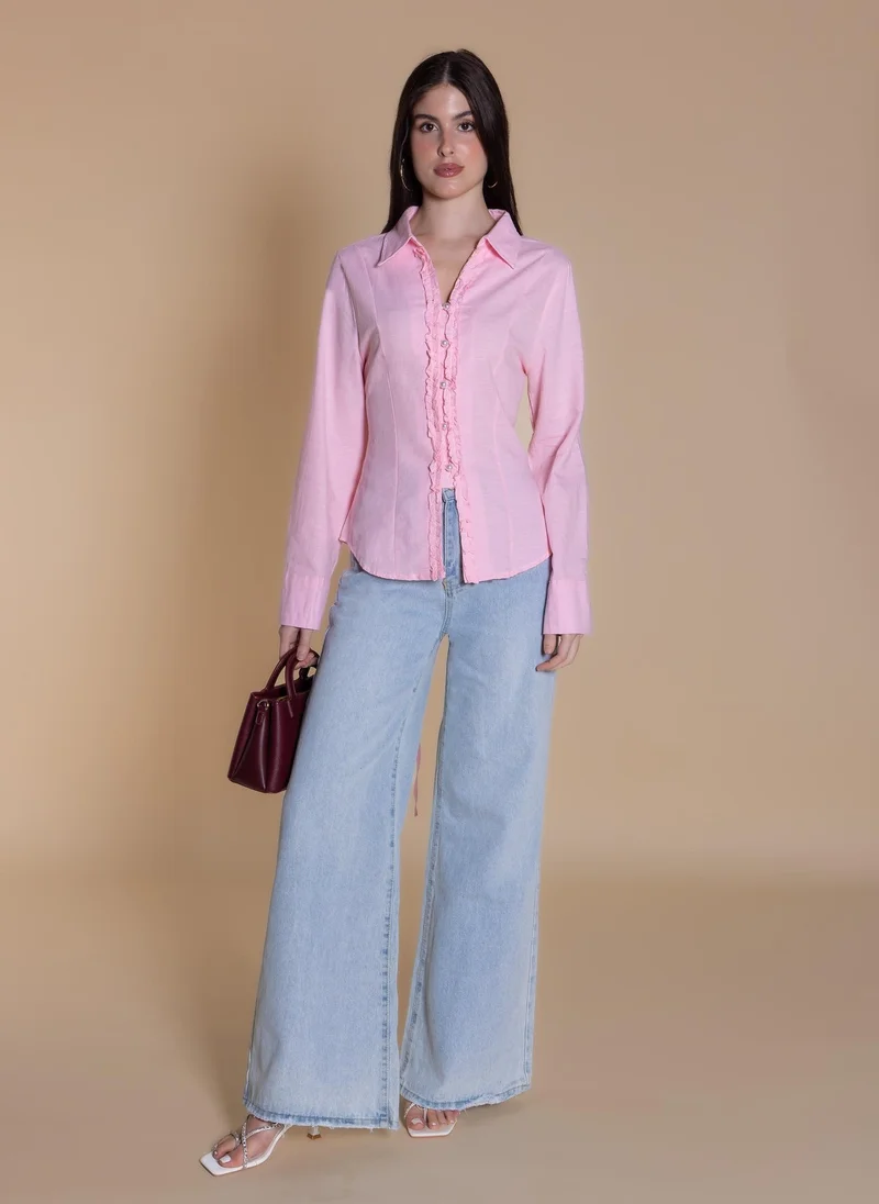 شايبس RUFFLED LINEN BLOUSE