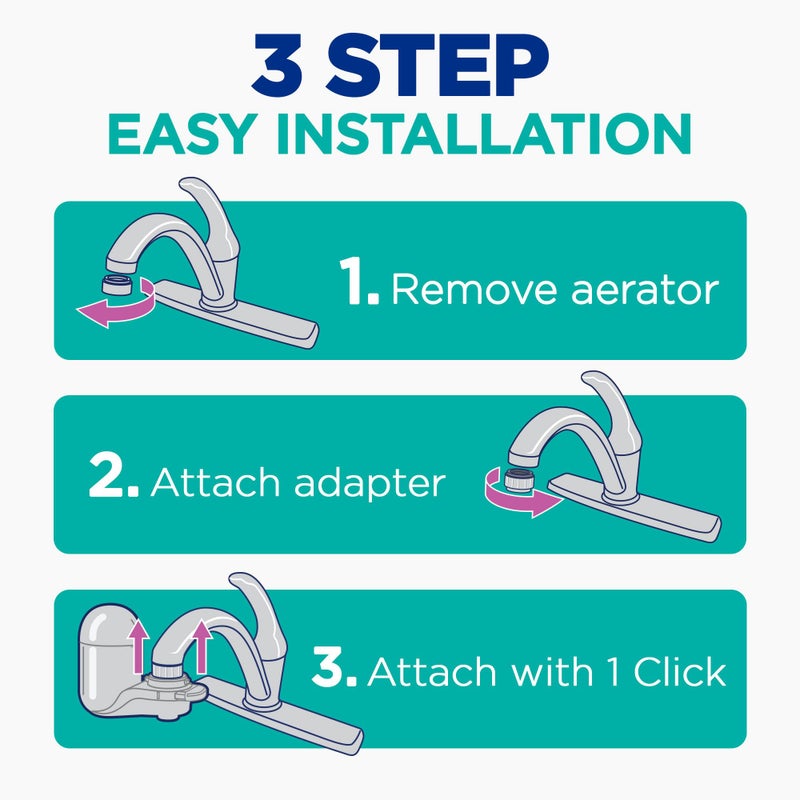 Pur نظام تصفية المياه المثبت على الصنبور PUR PLUS العمودي، فلتر يقلل من الرصاص، مياه ذات طعم رائع، سهل التركيب، يدوم 100 جالون، متوافق مع الأحواض ذات المرشحات الخارجية، رمادي - Image 5