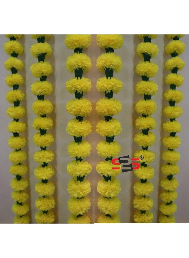 إس 2 إس أزهار صناعية قابلة لإعادة الاستخدام من S2S® معلقة | زهور القطيفة الصناعية توران | عبوة من 3 قطع | (أصفر) (ارتفاع - 60 بوصة) - Image 3