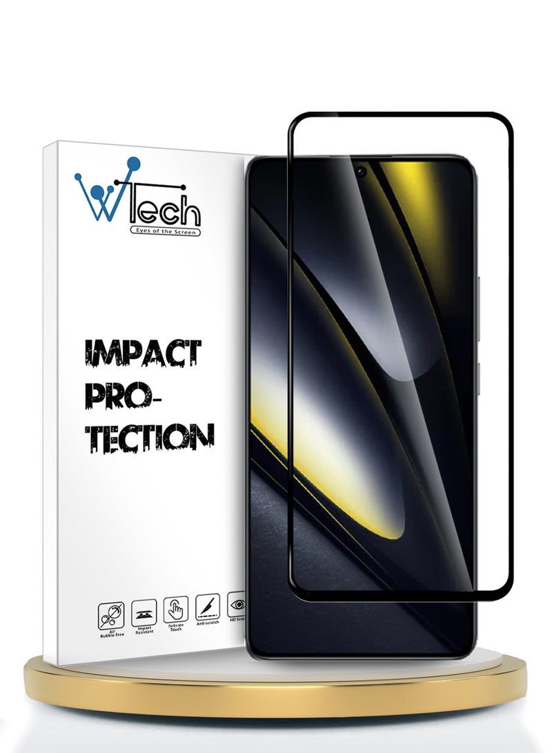 Wtech Xiaomi Poco F6 5G 2024 / Poco F6 Pro 5G 2024 Premium E2E Full Glue Full Cover Tempered Glass Screen Protector (MSGECN) - Clear/Black - Image 1