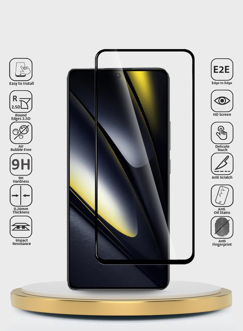 Wtech Xiaomi Poco F6 5G 2024 / Poco F6 Pro 5G 2024 Premium E2E Full Glue Full Cover Tempered Glass Screen Protector (MSGECN) - Clear/Black - Image 2