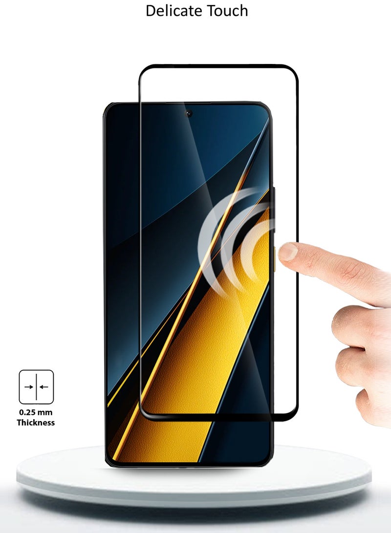 Wtech Xiaomi Poco F6 5G 2024 / Poco F6 Pro 5G 2024 Premium E2E Full Glue Full Cover Tempered Glass Screen Protector (MSGECN) - Clear/Black - Image 5