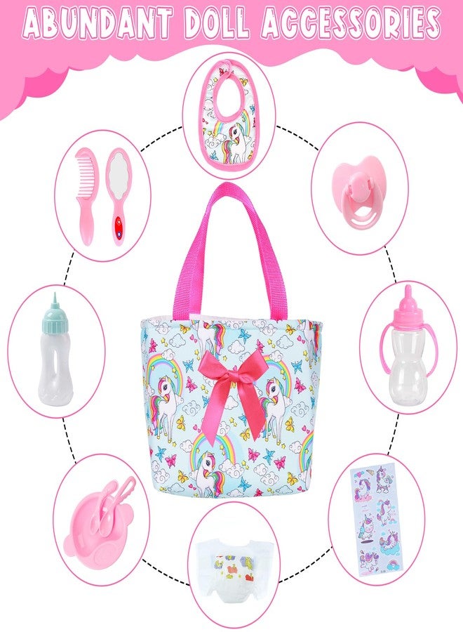 Ecore Fun 15 Pcs Baby Doll Diaper Bag with Clothes and Accessories, Includes 16 Inch Girl Doll Clothes, Bottles, Pacifier, Bib, Diaper - Image 3