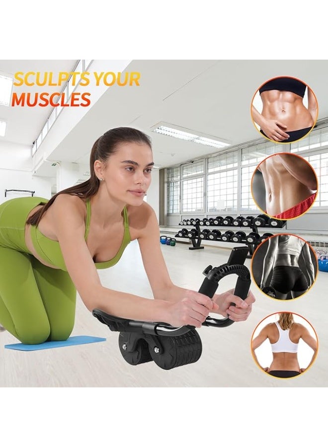DUNISO عجلة تمرين البطن، عجلة تمرين البطن مع دعم الكوع، عجلة تمرين البطن مع مؤقت، قوية ومتينة، لتمارين البطن الفعالة، سوداء - Image 5
