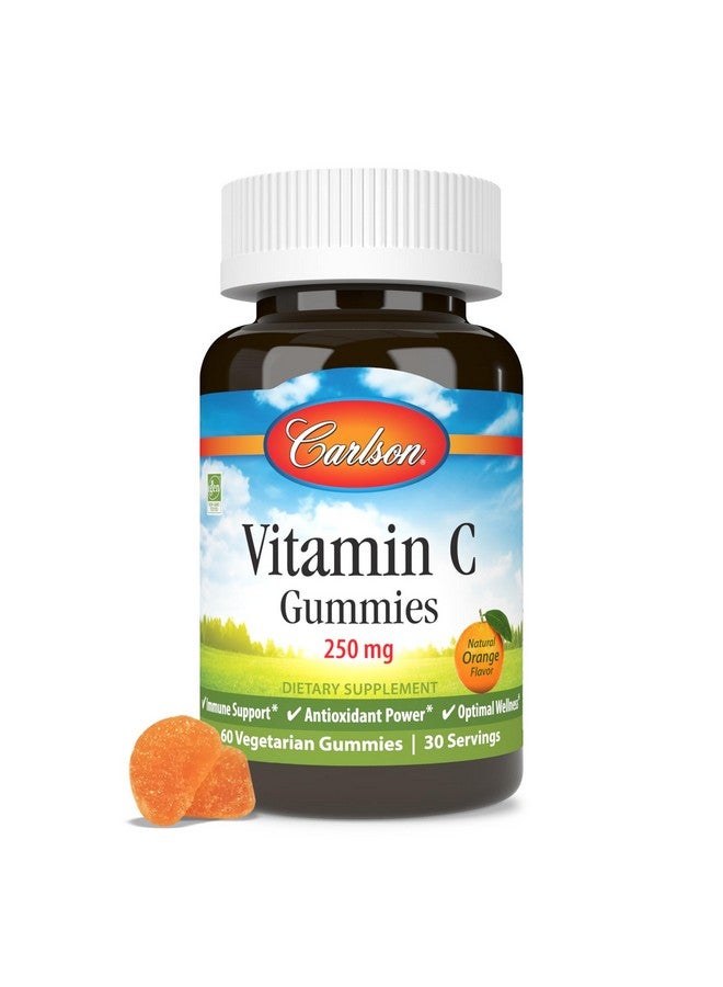 Carlson كارلسون - جواهر فيتامين سي، 250 ملغ، دعم المناعة وقوة مضادات الأكسدة، صحة مثالية، برتقال، 60 جواهر نباتية - Image 1
