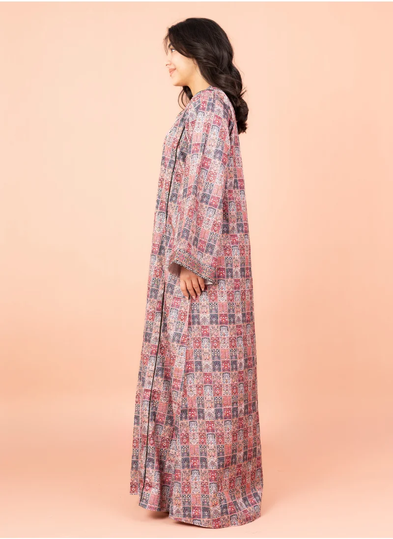 IKKXA Modern Embroidery Jalabiya IN061 Red
