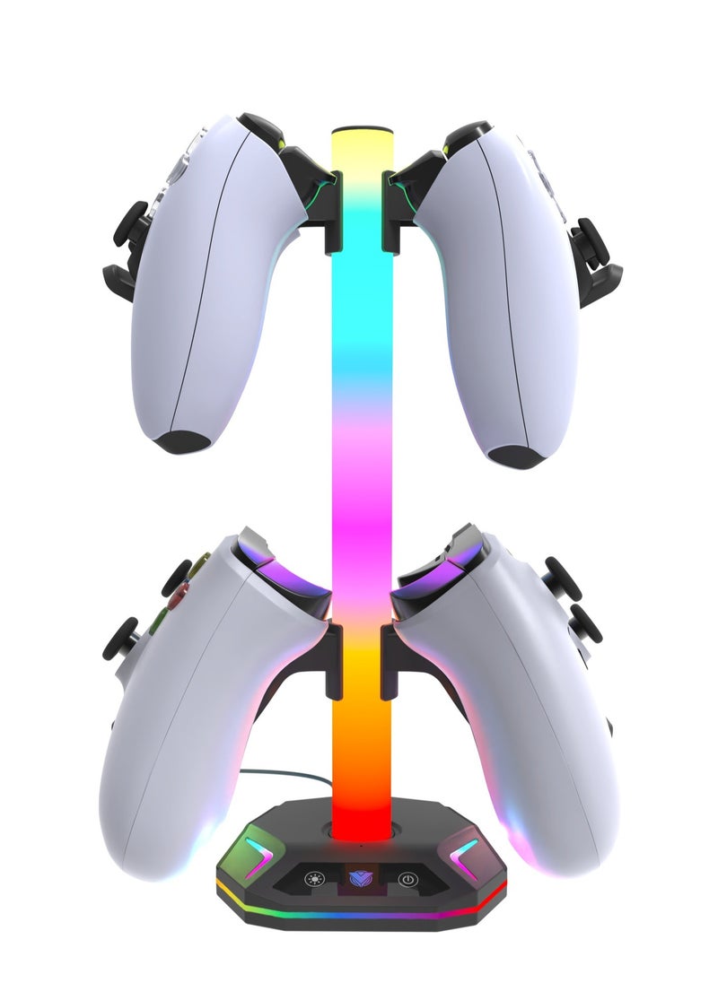 Generic RGB Headphone Stand，Gaming Controller Holder，Desk Gaming Headset Holder with 10 Light Mode 2 USB Charging and 1 Type-C，Memory Feature for Gamers PC Earphone Accessories Desk  - Image 3