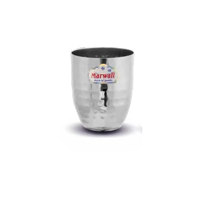 MARWALL Stainless Steel Apple Hammered Finish Drinkware Glasses300ml Capacity Each 4 Silver - Image 2