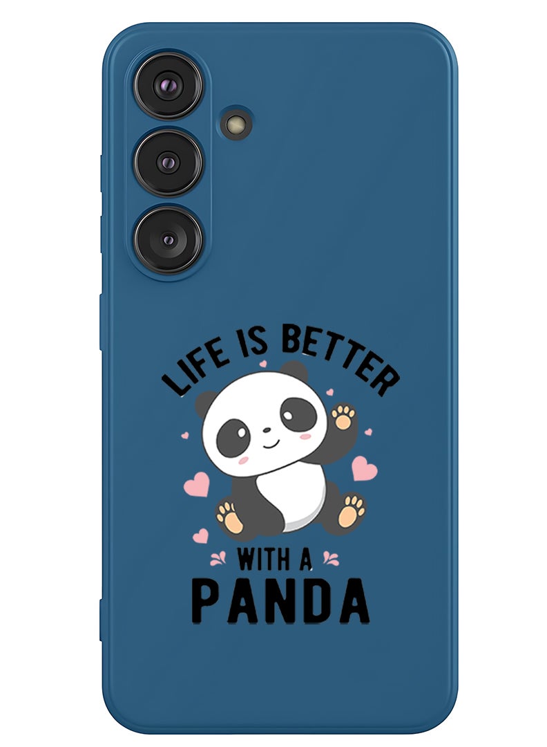 Theodor Protective Slim Fit Case Liquid Silicone Cover with Full Body Protection Anti-Scratch Shockproof Case For Samsung Galaxy S25 Plus (Blue) - Life is better with panda black - Image 1