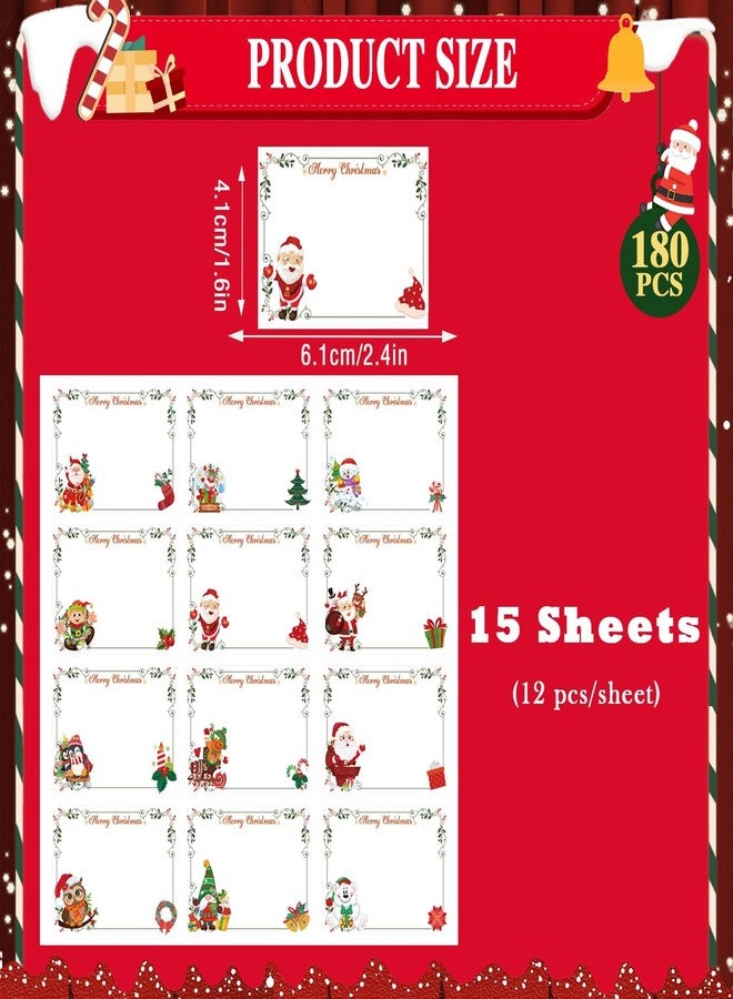 Qpout 180Pcs Christmas Labels Gift Tags Stickers, Large Blank Christmas Name Tags for Gifts, Self-Adhesive Labels for Presents Packaging(15 Sheets) - Image 2