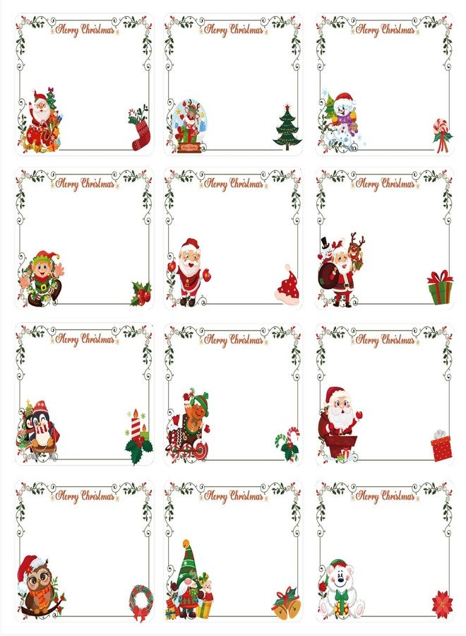Qpout 180Pcs Christmas Labels Gift Tags Stickers, Large Blank Christmas Name Tags for Gifts, Self-Adhesive Labels for Presents Packaging(15 Sheets) - Image 1