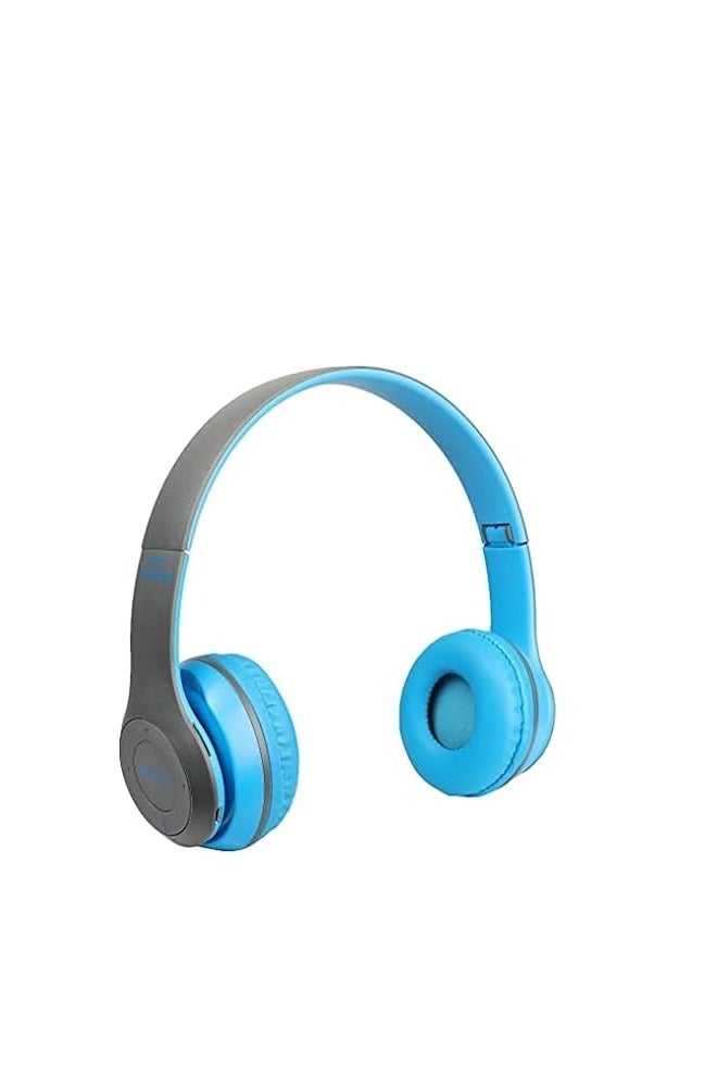 P47 Multifunctional Stereo Wireless Bluetooth, Headphones Foldable Over Ear Headset, 3.5mm (blue)  - Image 3