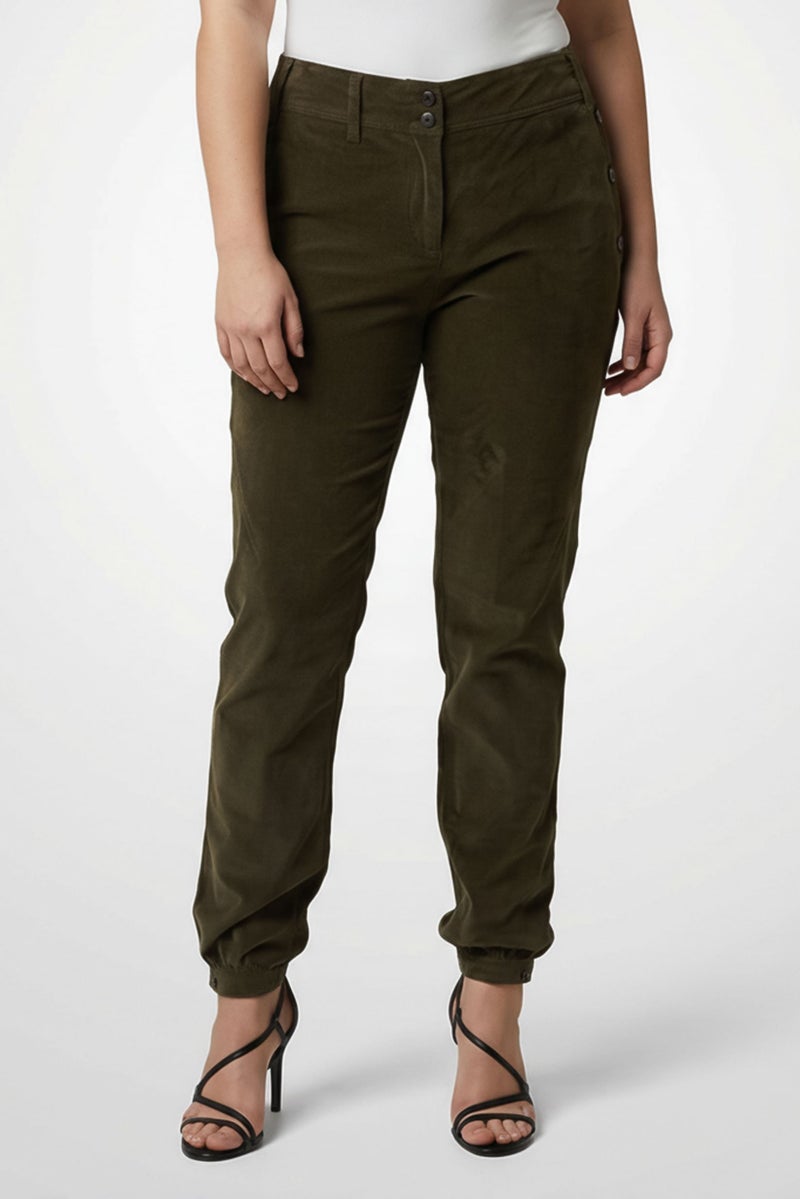 Harmont & Blaine Women Regular Fit Textured Corduroy Pants, Olive - Image 1