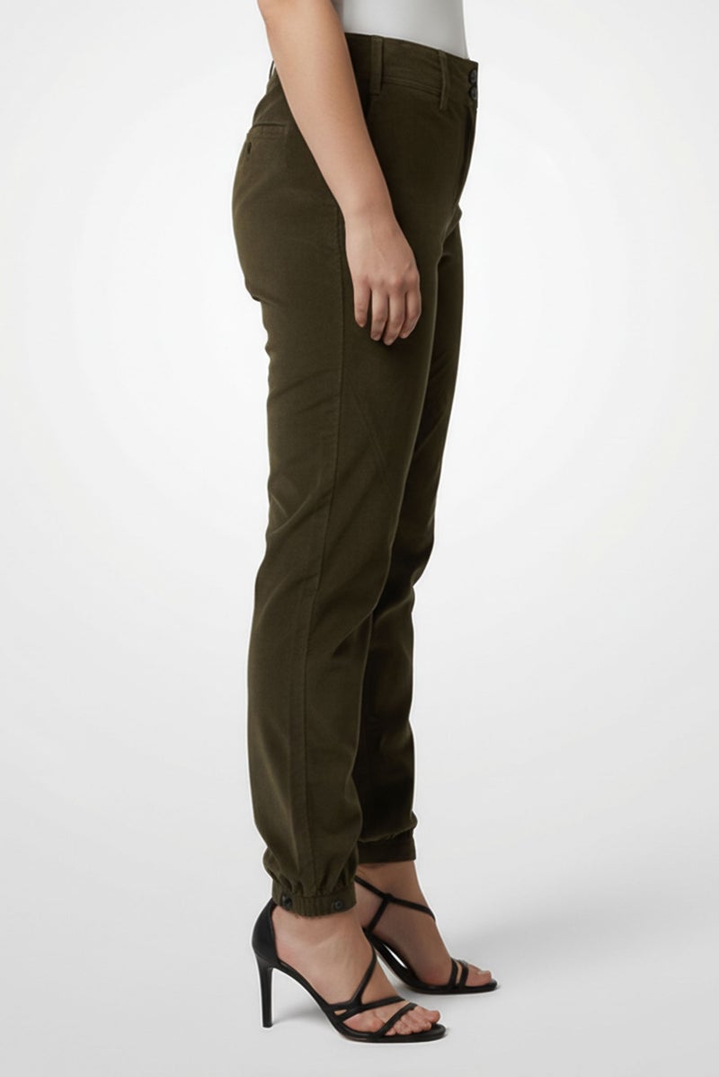 Harmont & Blaine Women Regular Fit Textured Corduroy Pants, Olive - Image 3