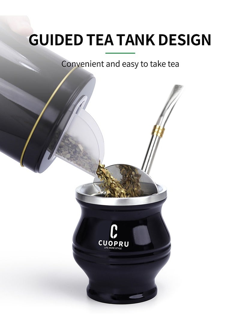 CUOPRU - CUOPRU yerba mate black set,Includes Insulated pot, mate cup, tea storage jar - Image 1