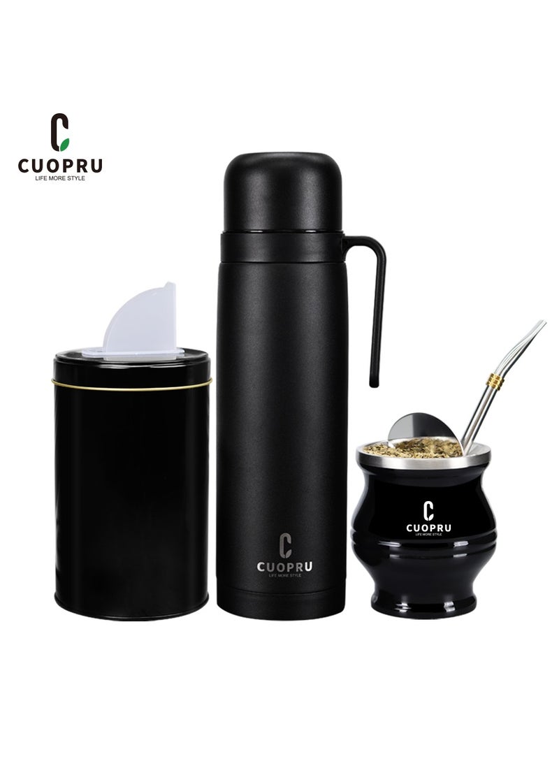 CUOPRU - CUOPRU yerba mate black set,Includes Insulated pot, mate cup, tea storage jar - Image 1