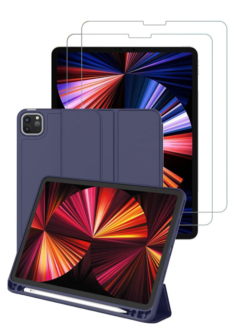 Blueberry Smart Case For iPad Pro 11 Inch 2022 (4th Gen) with 2 Pieces Tempered Clear Glasses - Image 1