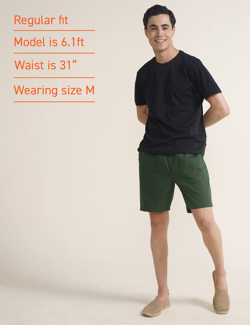 DAMENSCH Cotton Lounge Shorts for Men, Elasticated Waistband, Bermuda, Relaxed Fit Half Pant, Home Shorts for Man-Forest Green-S - Image 3
