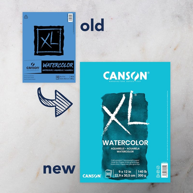 CANSON XL Series Watercolor Pad, Heavyweight White Paper, Foldover Binding, 30 Sheets, 9x12 inch - Image 2