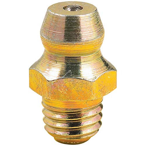LUMAX LX-3301-10 Gold/Silver 6mm x 1mm Taper Metric Thread Straight 0.60" Long Grease Fitting, (Pack of 10). Heavier Wall Thickness for Extra Strength. - Image 1