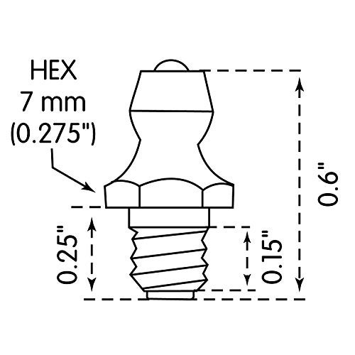 LUMAX LX-3301-10 Gold/Silver 6mm x 1mm Taper Metric Thread Straight 0.60" Long Grease Fitting, (Pack of 10). Heavier Wall Thickness for Extra Strength. - Image 5