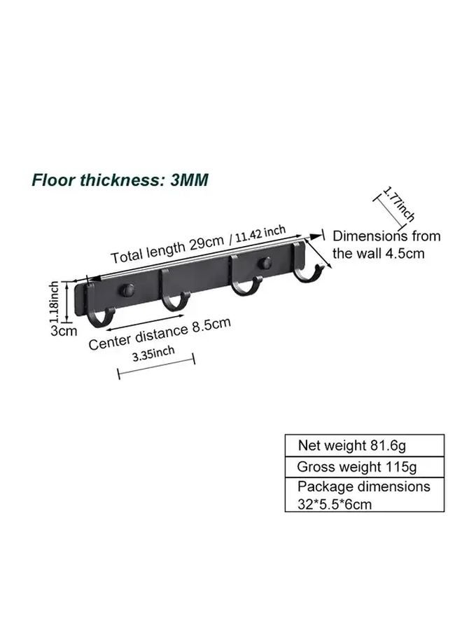 6 هوك أسود حامل مناشف حائطي لتعليق الملابس بتصميم أنيق مينيماليست من الألومنيوم - Image 5