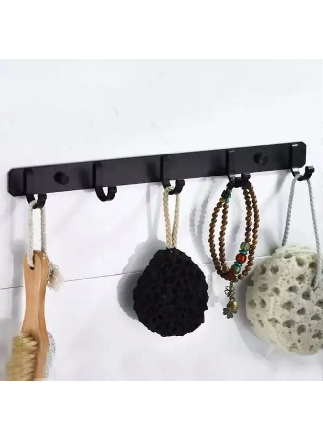 6 هوك أسود حامل مناشف حائطي لتعليق الملابس بتصميم أنيق مينيماليست من الألومنيوم - Image 4