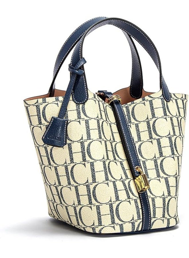 CH CH Women Letter Printing Handbag Leisure Tote Bag Ladies High capacity commuting Shoulder Bag PU Leather Top-Handle Bag for Work Travel Shopping - Image 1