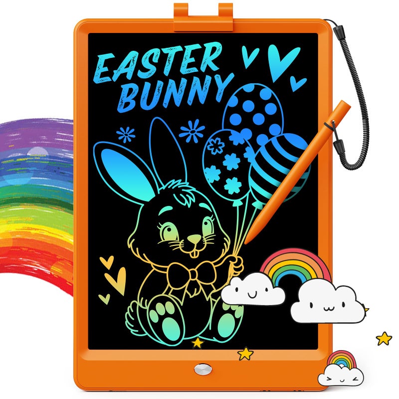 ORSEN LCD Writing Tablet 10 Inch Colorful Doodle Board Drawing Tablet Erasable Reusable Writing Pad Educational for 38 Year Old Girls BoysOrange - Image 2