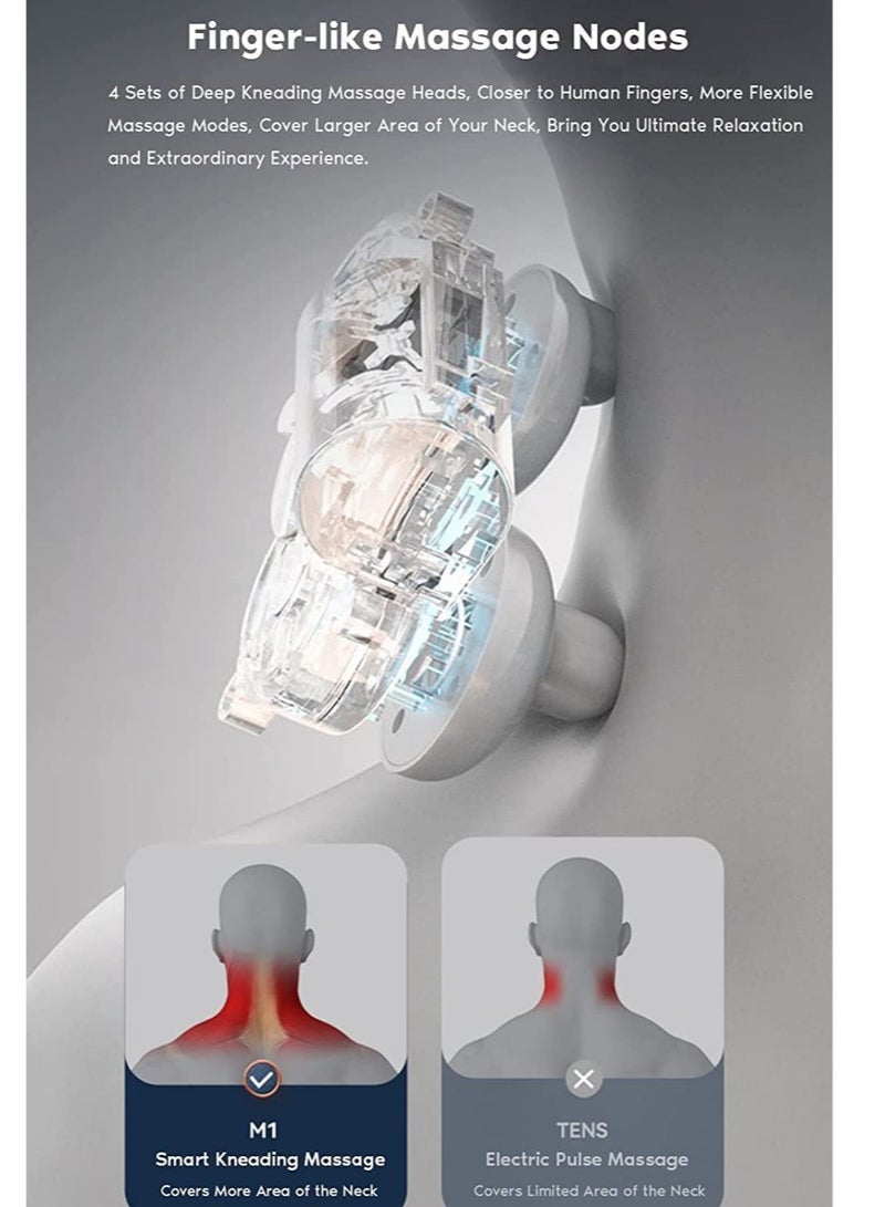 REBENUO M1 Electric Neck Massager with Heat Cordless Shiatsu Massager Pillow with 3D Kneading Nodes and Pocket for Herb Spa Memory Foam Neck Pillow for Travel Home and Office Use - Image 3