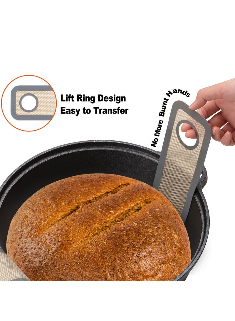 sokany 2 Pack Silicone Bread Sling Dutch Oven, Best Japan Silicone, Non-stick, Easy Clean Reusable Silicone Bread Baking Mat. With Extra Long Handles Bread Baking Sheet Liner (Grey) - Image 4