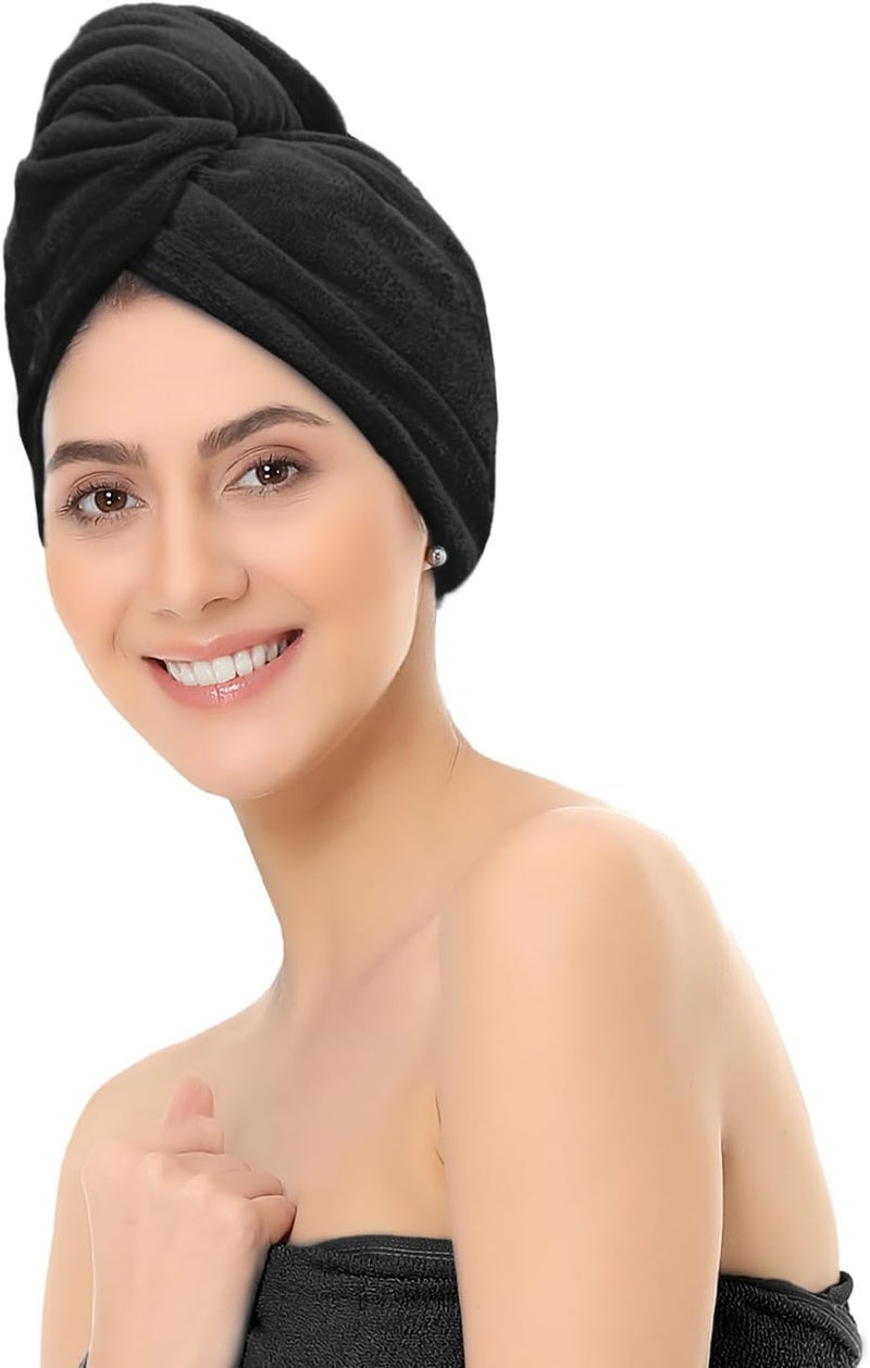 Sassoon Venir Microfiber Hair Wrap Towel for Women (Black Color, Free Size) with Smooth Texture Super Absorbent Quick Dry Hair Turban for Drying Hair - Image 1