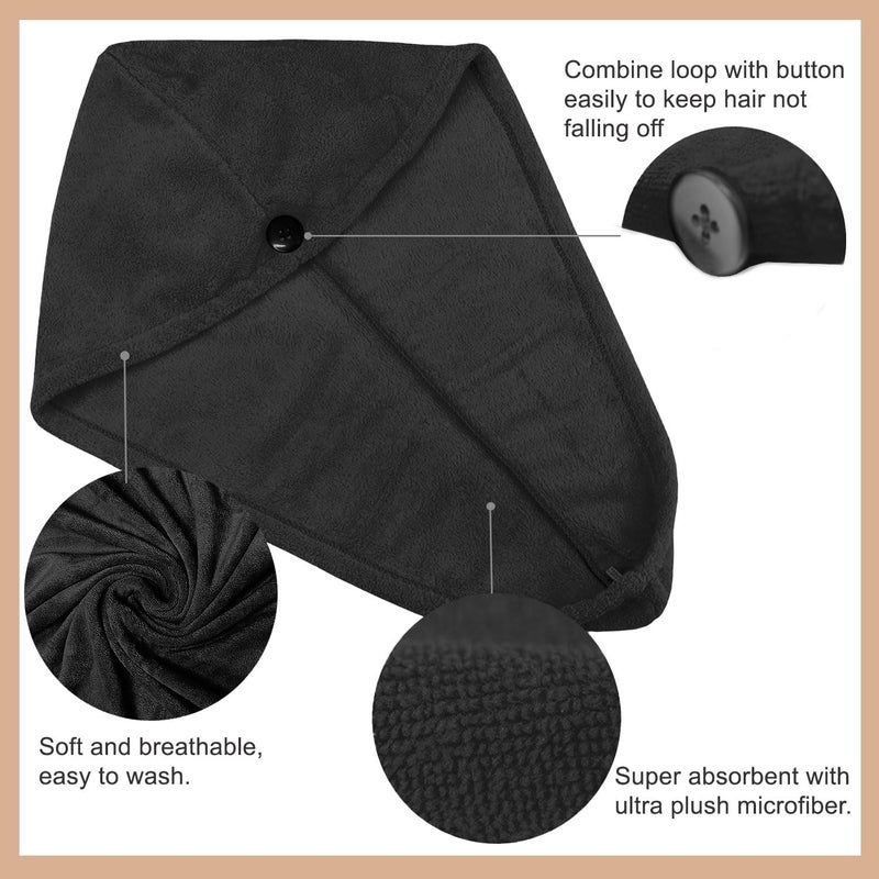 Sassoon Venir Microfiber Hair Wrap Towel for Women (Black Color, Free Size) with Smooth Texture Super Absorbent Quick Dry Hair Turban for Drying Hair - Image 3