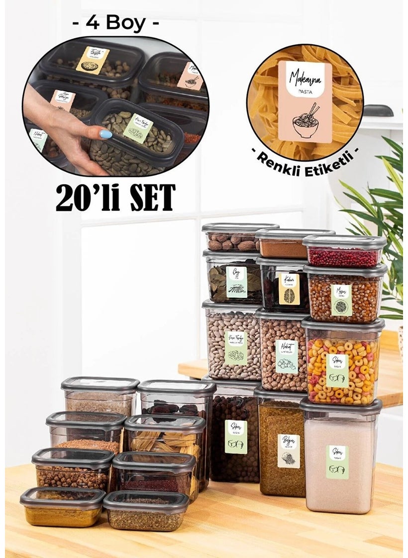 Magev Plastik - Magev Plastic 20 LI Peggy Rectangular Storage Container Set 5X (1500-1150-800-400 Ml) Colorful Mixed Labeled - Image 1