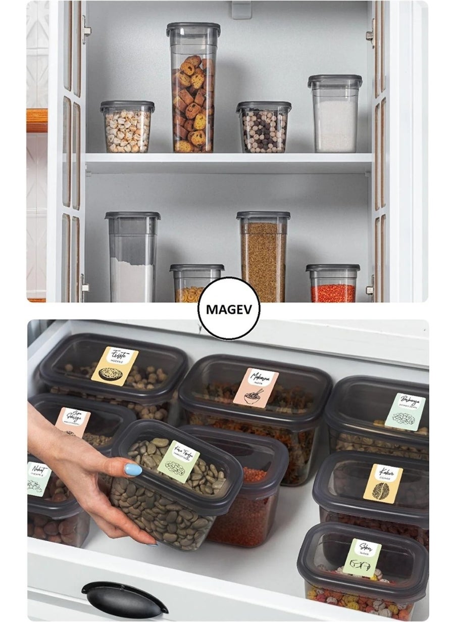 Magev Plastik - Magev Plastic 20 LI Peggy Rectangular Storage Container Set 5X (1500-1150-800-400 Ml) Colorful Mixed Labeled - Image 1