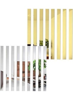 Horoof Market 10 PCs Acrylic Mirror Wall Stickers Set - Decorative Silver & Gold Adhesive Panels  - Image 1