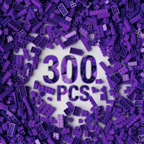 YUJHITP 300 Piece Purple Bricks Bulk Assortment Pack 12 Size Purple Brick Accessories for Building Compatible with Lego Parts and Pieces - Image 1