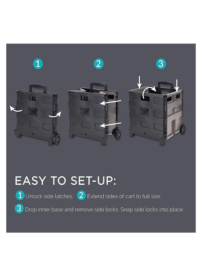 My Choice - FOLDABLE SHOPING TROLLY 25KG, Groceries, Shopping Bags, Sports Equipment Tote & Go Utility Cart Collapsible, Storage Crate Foldable Trolley - Black - Image 1