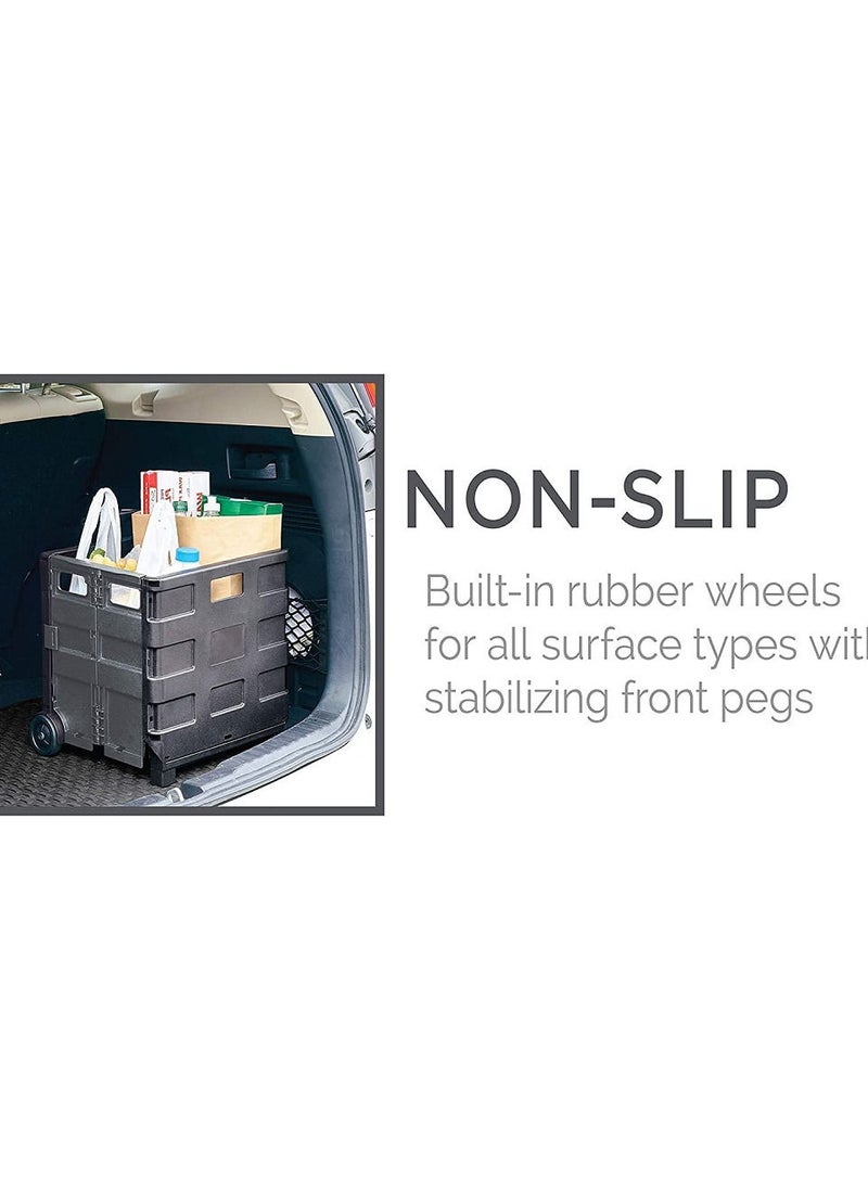 My Choice - FOLDABLE SHOPING TROLLY 25KG, Groceries, Shopping Bags, Sports Equipment Tote & Go Utility Cart Collapsible, Storage Crate Foldable Trolley - Black - Image 1